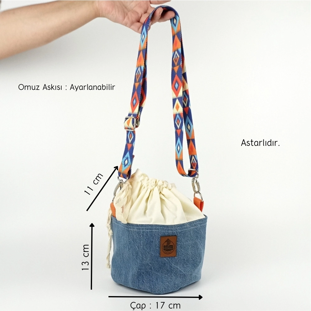 Woodycord%20El%20Yapımı%20Bucket%20Kot%20Çanta