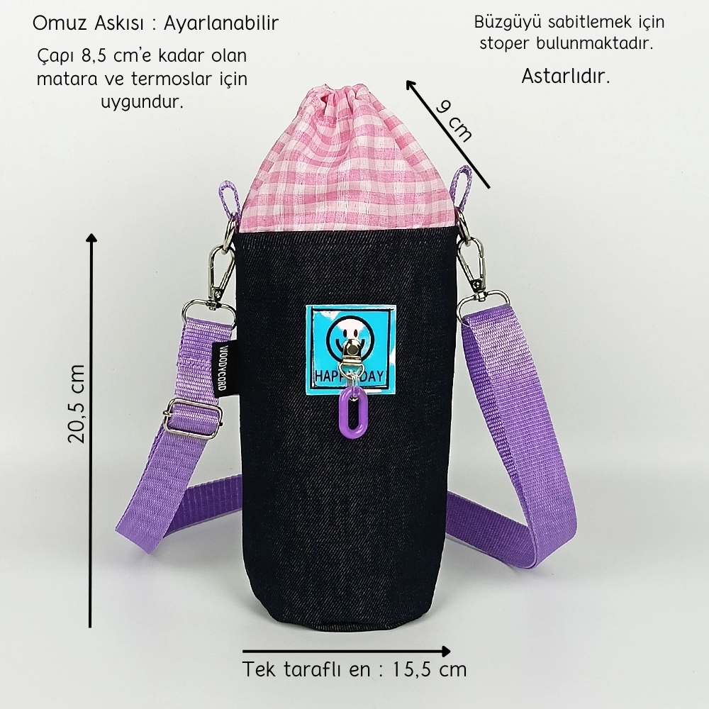 Woodycord%20El%20Yapımı%20Büzgülü%20Kot%20Happy%20Day%20Matara%20ve%20Termos%20Kılıfı%20