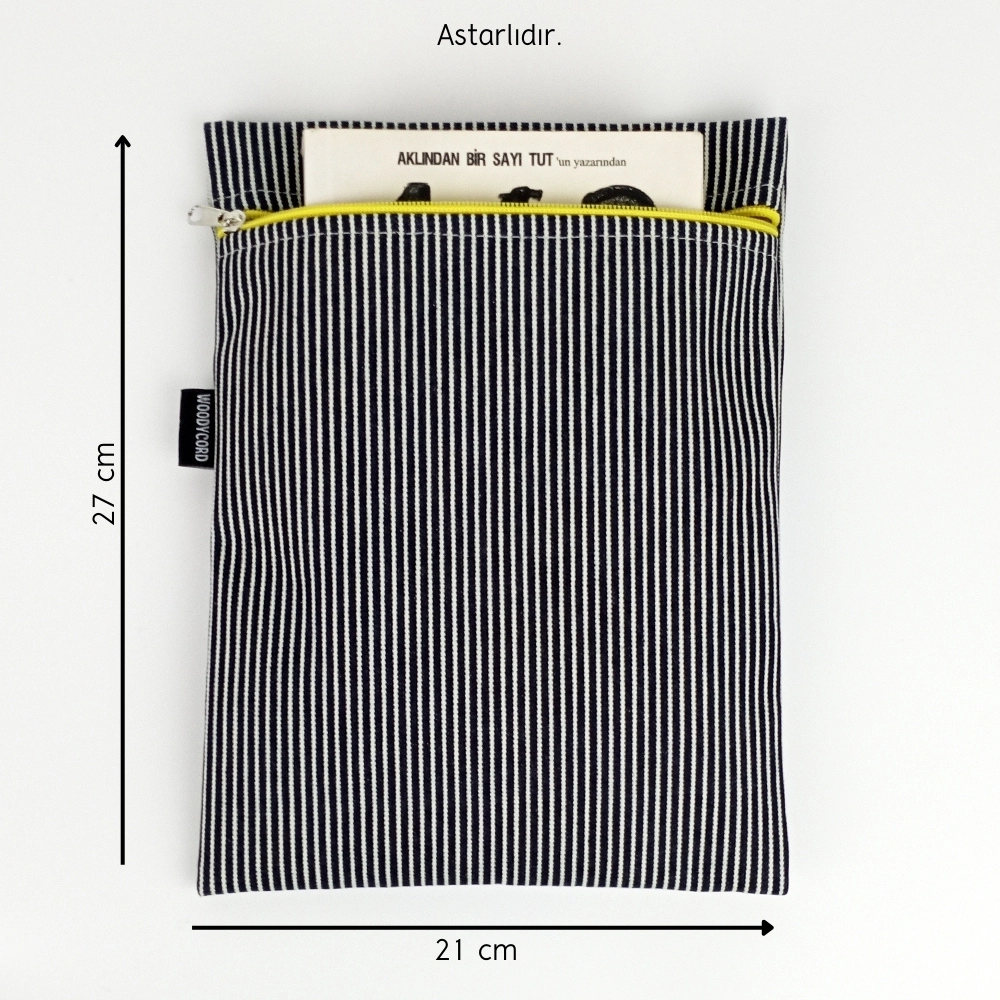 Woodycord%20El%20Yapımı%20Çizgili%20Kot%20Kitap%20ve%20Tablet%20Kılıfı%20(21x27%20cm)