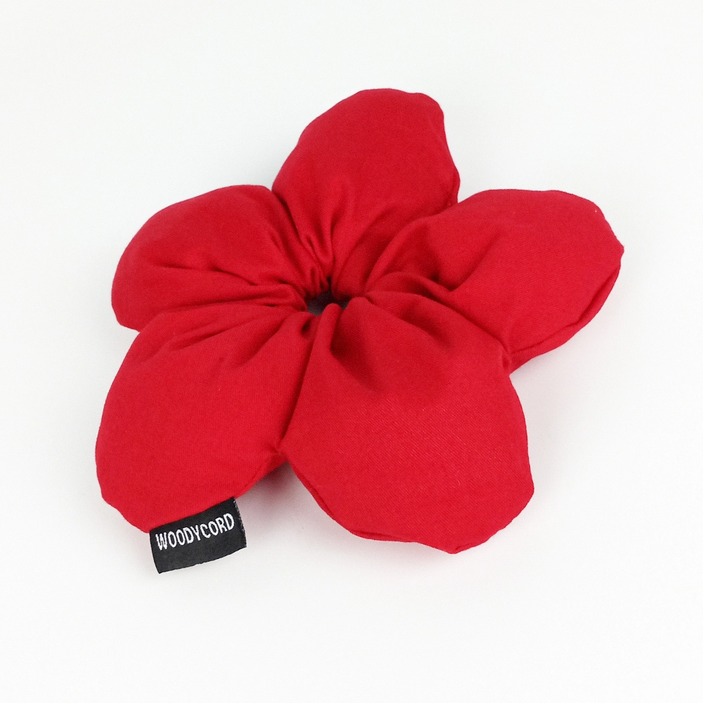 Woodycord%20El%20Yapımı%20Kırmızı%20Pofuduk%20Scrunchie%20Topuz%20Tokası