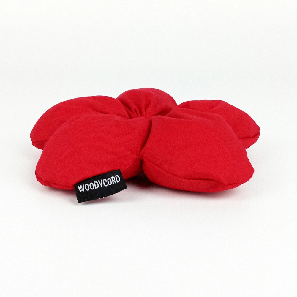 Woodycord%20El%20Yapımı%20Kırmızı%20Pofuduk%20Scrunchie%20Topuz%20Tokası
