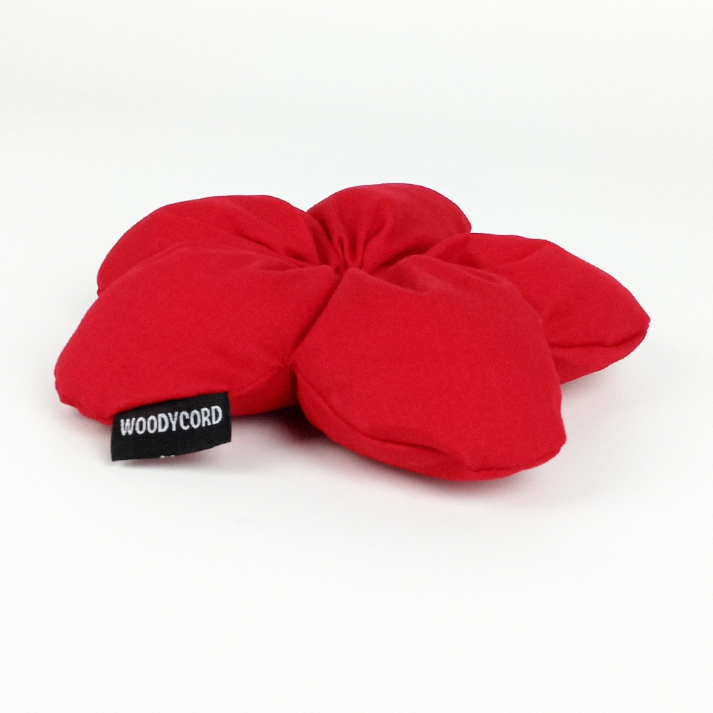 Woodycord%20El%20Yapımı%20Kırmızı%20Pofuduk%20Scrunchie%20Topuz%20Tokası