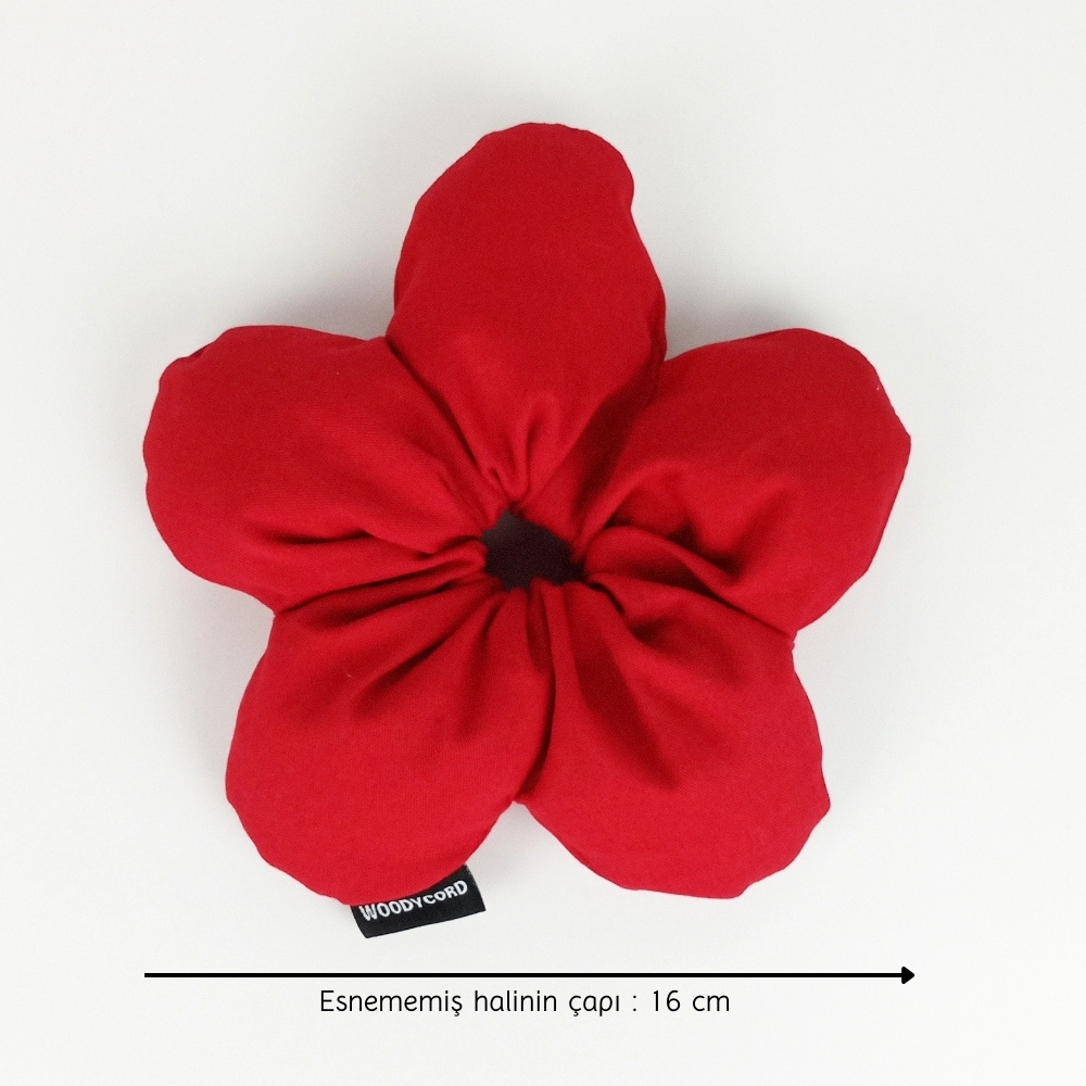 Woodycord%20El%20Yapımı%20Kırmızı%20Pofuduk%20Scrunchie%20Topuz%20Tokası