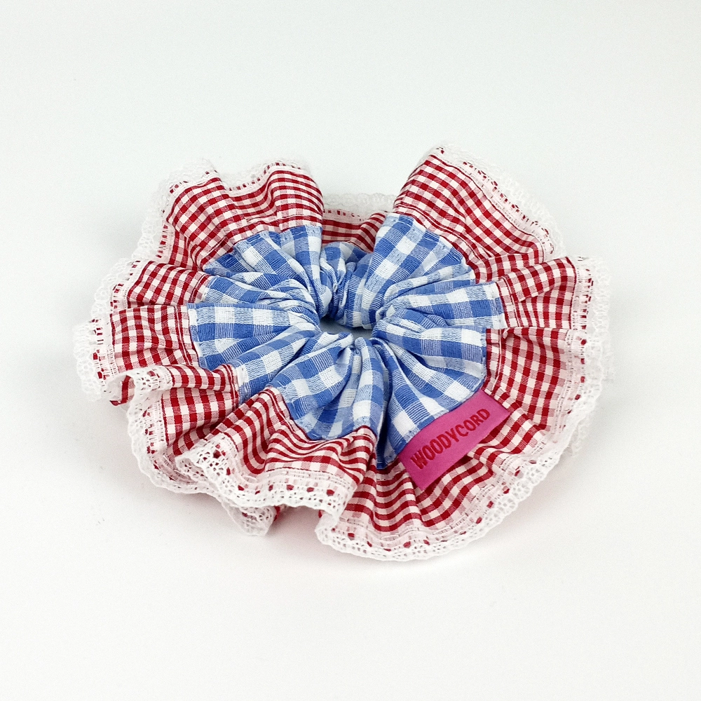 Woodycord%20Fırfırlı%20Pötikareli%20El%20Yapımı%20Scrunchie%20Topuz%20Tokası