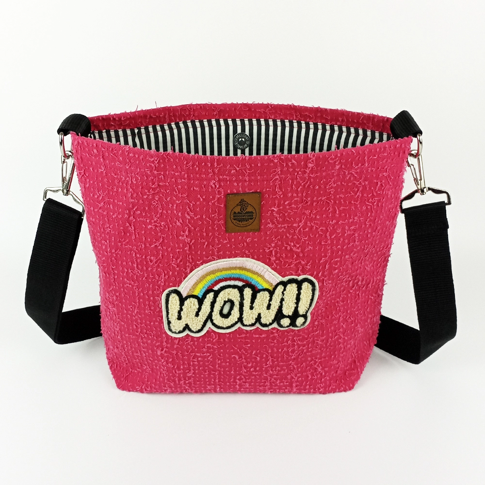 Woodycord%20El%20Yapımı%20WOW%20Gökkuşağı%20Kırpık%20Kot%20Omuz%20Çantası