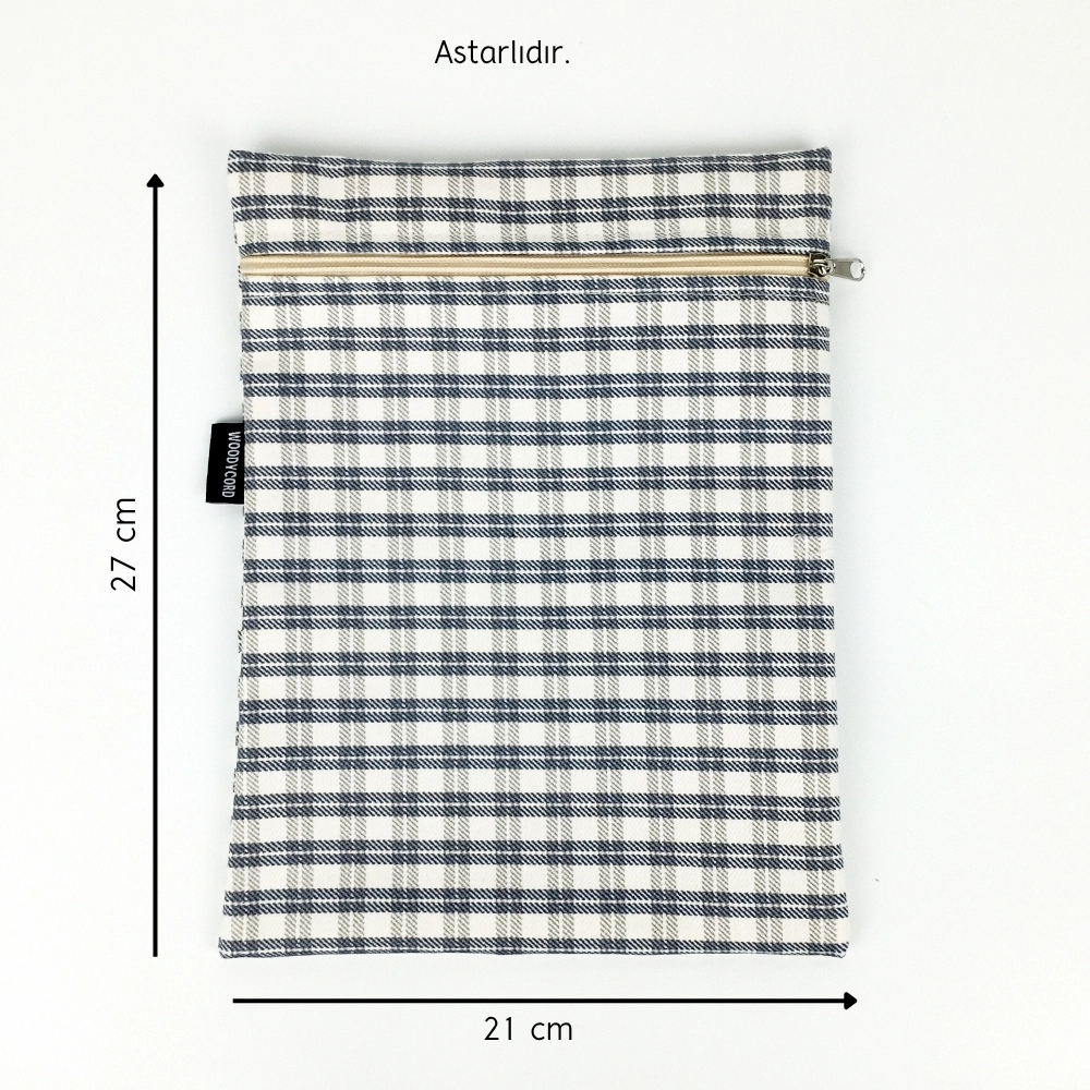Woodycord%20El%20Yapımı%20Gabardin%20Kitap%20ve%20Tablet%20Kılıfı%20-%20Ekoseli%20Tasarım%20(21x27%20cm)