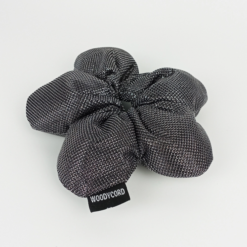 Woodycord%20El%20Yapımı%20Gümüş Pofuduk%20Scrunchie%20Topuz%20Tokası
