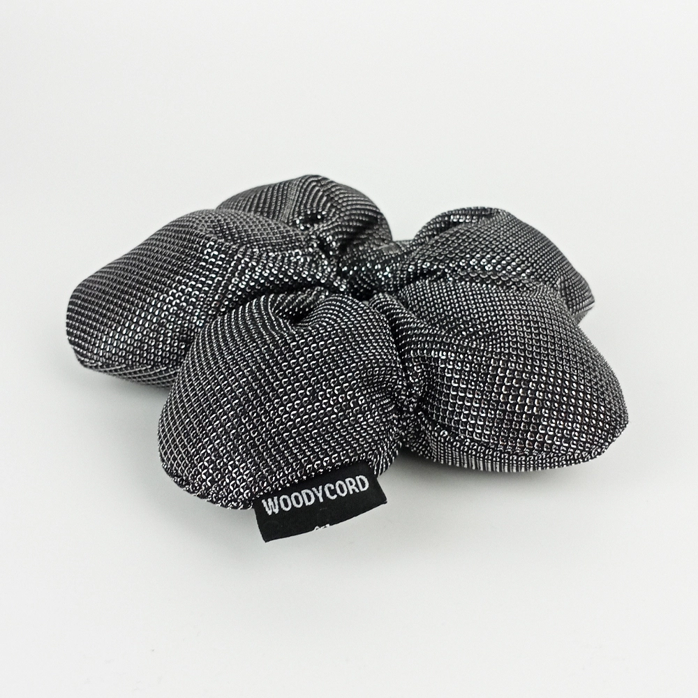Woodycord%20El%20Yapımı%20Gümüş Pofuduk%20Scrunchie%20Topuz%20Tokası