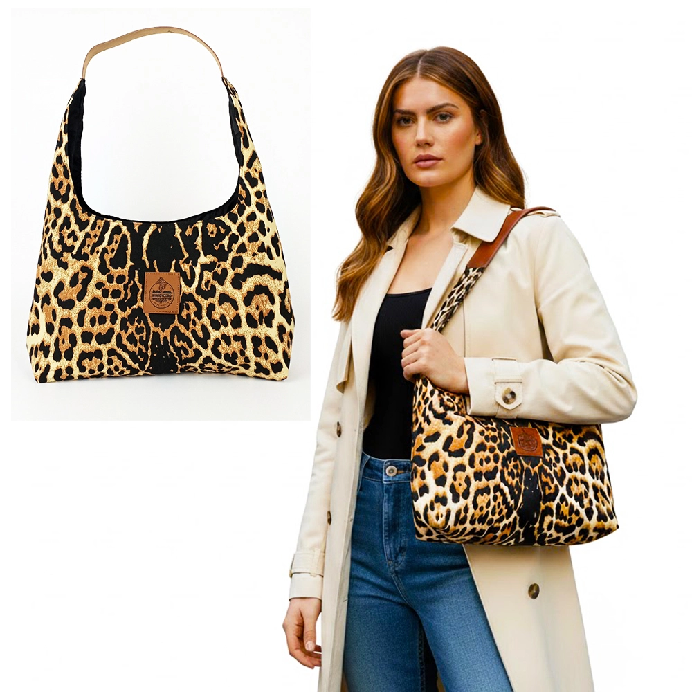 Woodycord%20El%20Yapımı%20Leopar%20Desenli%20Hobo%20Bag%20Omuz%20Çantası
