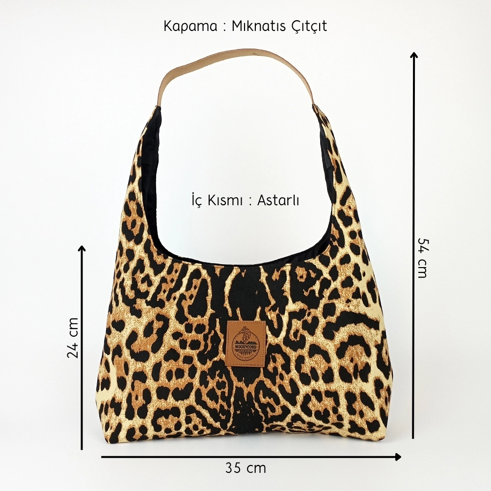 Woodycord%20El%20Yapımı%20Leopar%20Desenli%20Hobo%20Bag%20Omuz%20Çantası