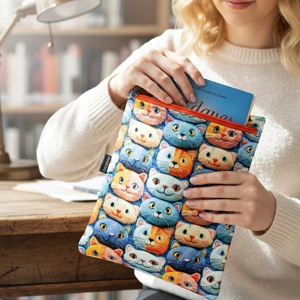 Woodycord%20El%20Yapımı%203D%20Kedi%20Desenli%20Kitap%20ve%20Tablet%20Kılıfı%20(21x27%20cm)
