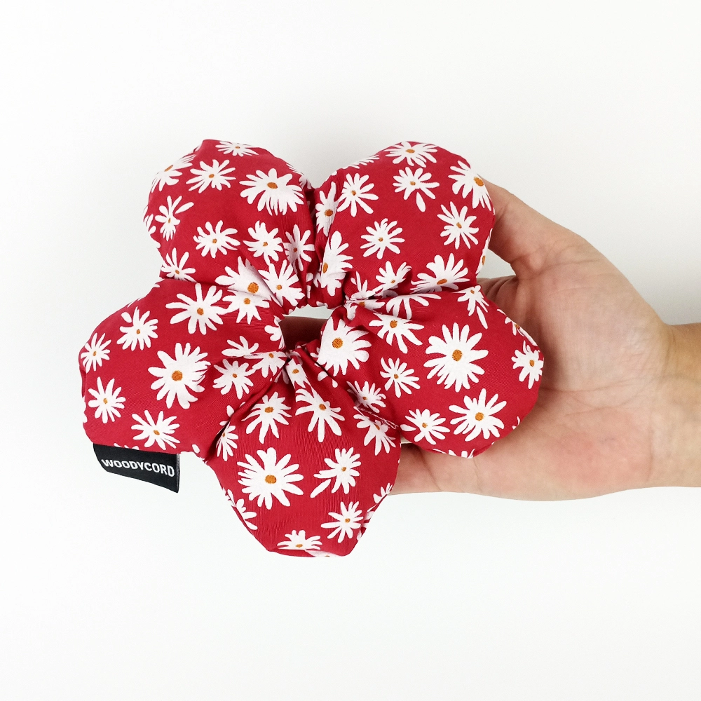 WoodyCord%20El%20Yapımı%20Elyaf%20Dolgulu%20Papatya%20Pofuduk%20Scrunchie%20Toka%20