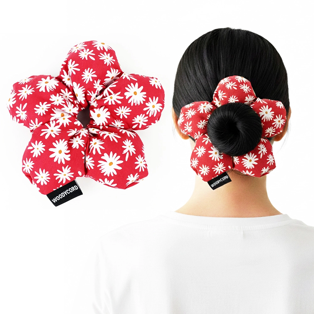 WoodyCord%20El%20Yapımı%20Elyaf%20Dolgulu%20Papatya%20Pofuduk%20Scrunchie%20Toka%20