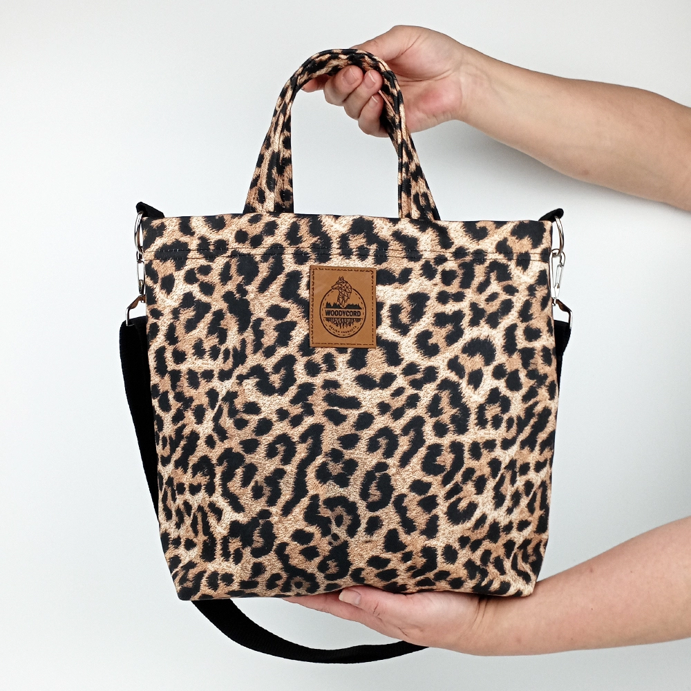 Woodycord%20El%20Yapımı%20Leopar%20Desenli%20Gabardin%20Omuz%20ve%20El%20Çantası