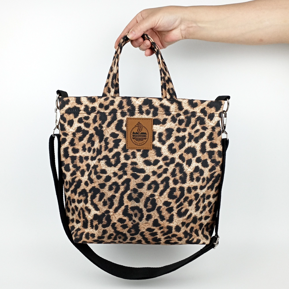 Woodycord%20El%20Yapımı%20Leopar%20Desenli%20Gabardin%20Omuz%20ve%20El%20Çantası