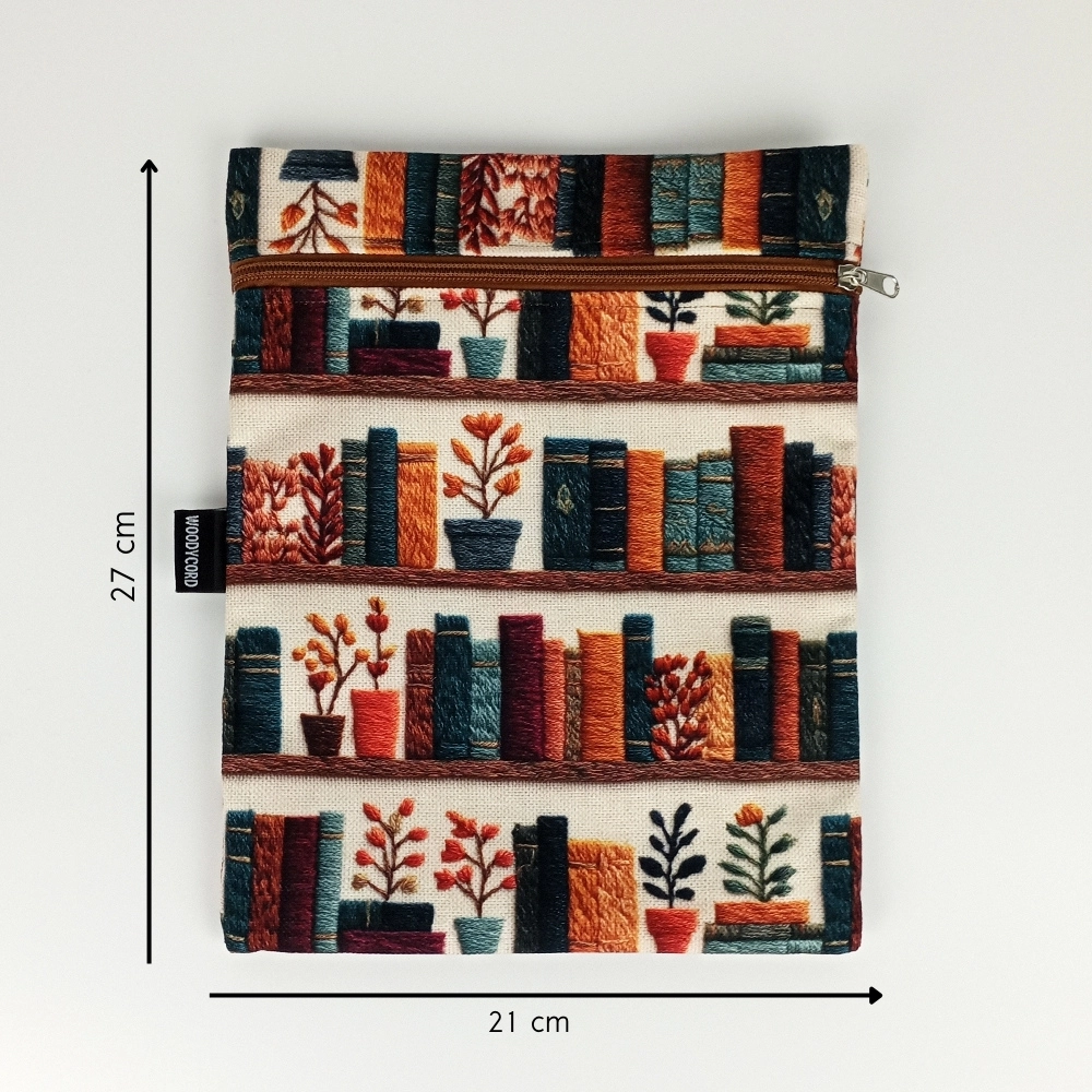 Woodycord%20El%20Yapımı%20Kitap%20ve%20Tablet%20Kılıfı%203D%20Kütüphane%20Desenli%20(21x27%20cm)