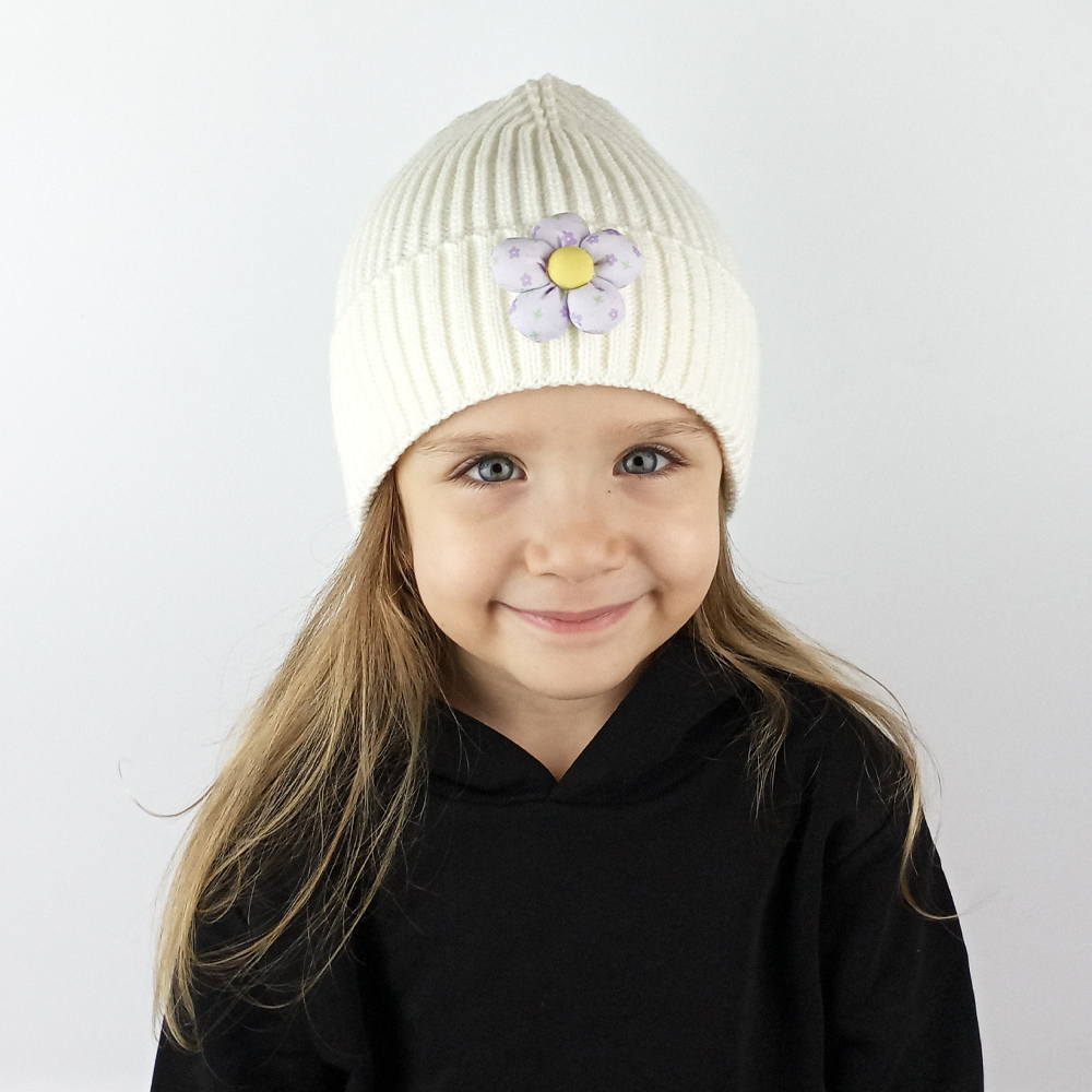 Woodycord%20Fitilli%20Triko%20Çocuk-Genç%20Bere%20-%20Lila%20Renkli%20Pofuduk%20Çiçek%20