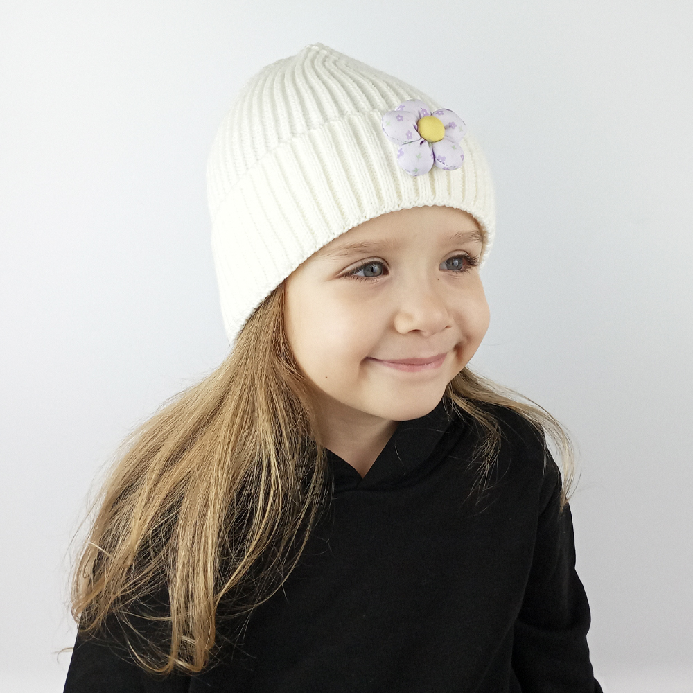 Woodycord%20Fitilli%20Triko%20Çocuk-Genç%20Bere%20-%20Lila%20Renkli%20Pofuduk%20Çiçek%20