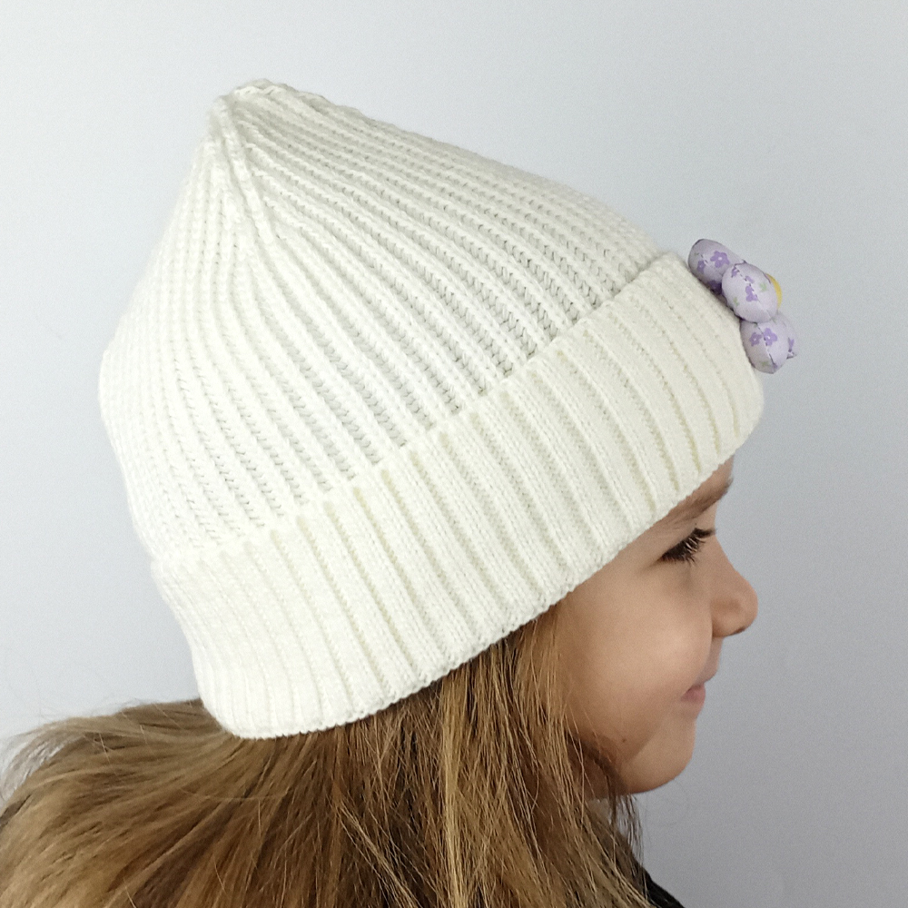 Woodycord%20Fitilli%20Triko%20Çocuk-Genç%20Bere%20-%20Lila%20Renkli%20Pofuduk%20Çiçek%20