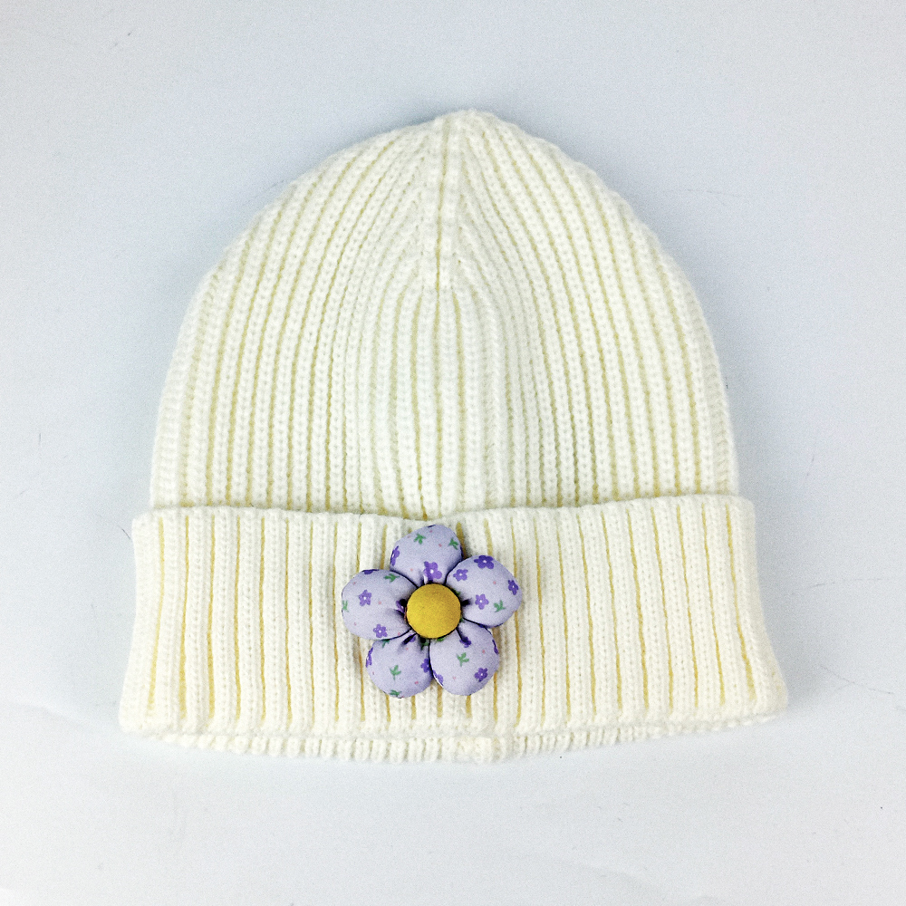 Woodycord%20Fitilli%20Triko%20Çocuk-Genç%20Bere%20-%20Lila%20Renkli%20Pofuduk%20Çiçek%20