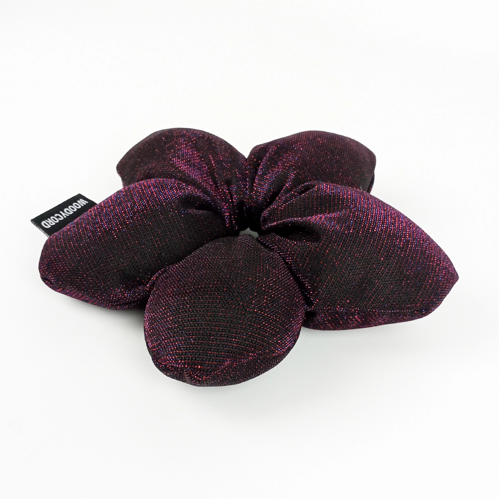 Woodycord%20El%20Yapımı%20Elyaf%20Dolgulu%20Scrunchie%20Topuz%20Tokası%20Mistik%20Mor%20Işıltısı