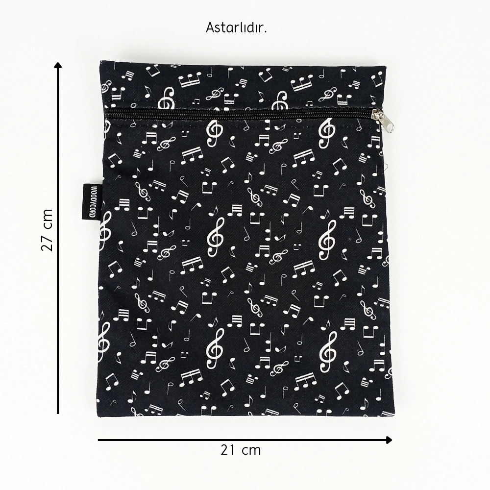 Woodycord%20El%20Yapımı%20Nota%20ve%20Sol%20Anahtarı%20Desenli%20Kitap%20ve%20Tablet%20Kılıfı%20(21x27%20cm)