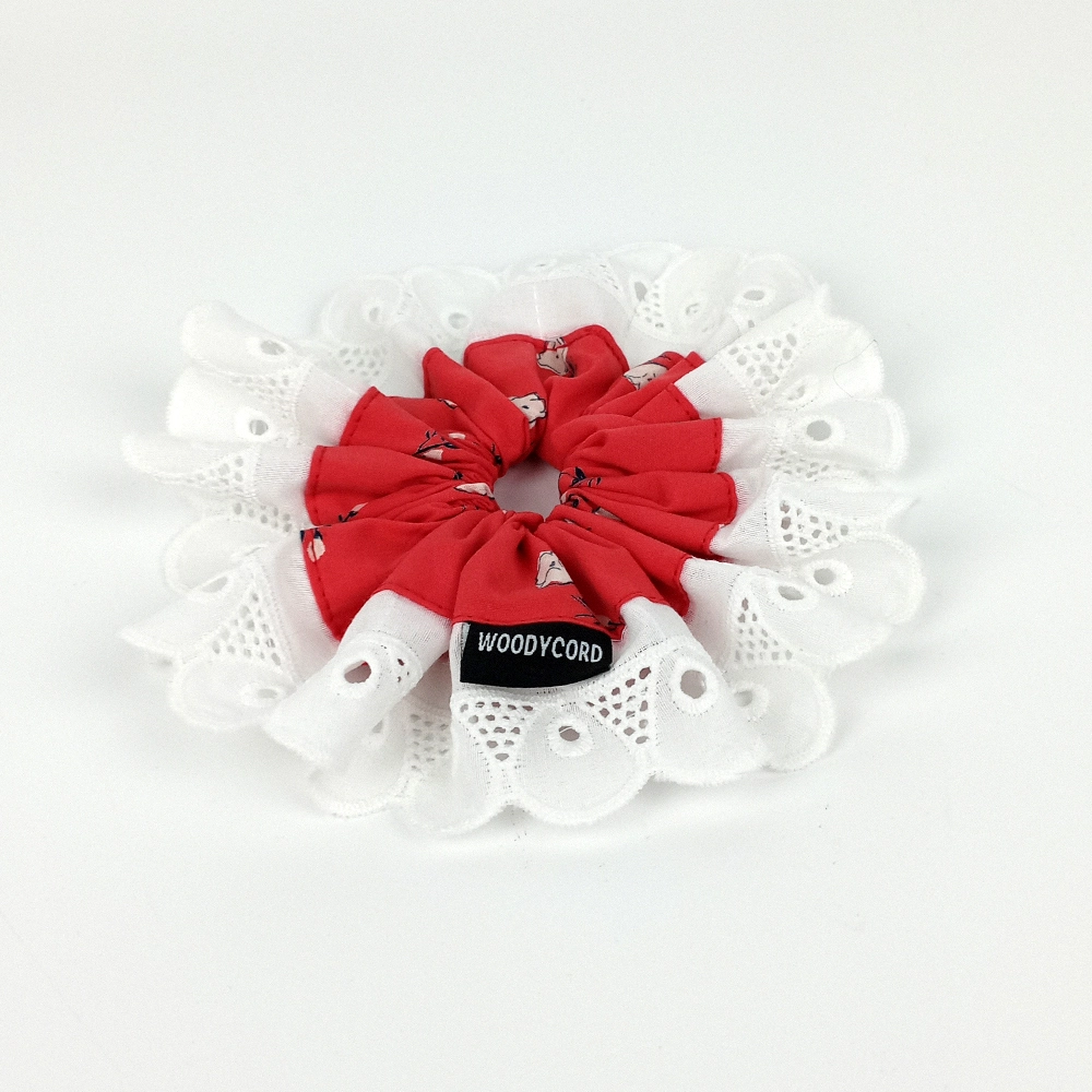 Woodycord%20El%20Yapımı%20Fisto%20Detaylı%20Hacimli%20Scrunchie%20Topuz%20Tokası