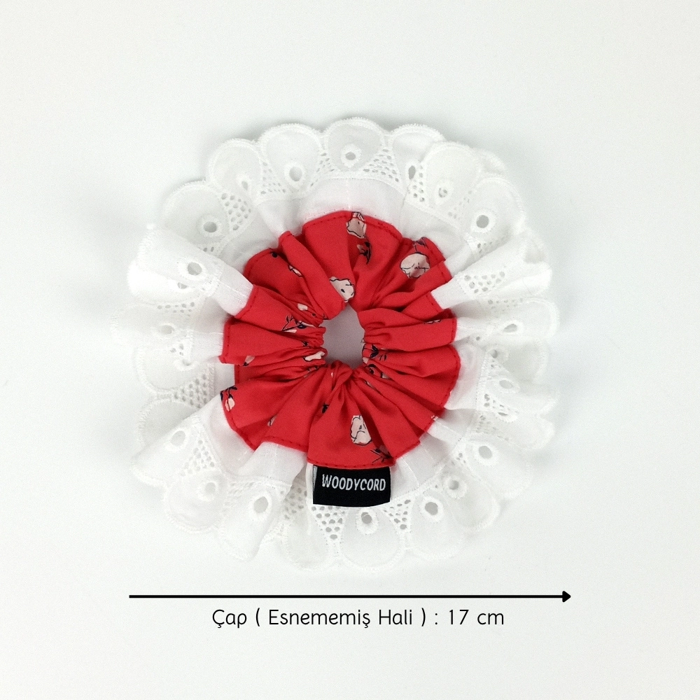 Woodycord%20El%20Yapımı%20Fisto%20Detaylı%20Hacimli%20Scrunchie%20Topuz%20Tokası
