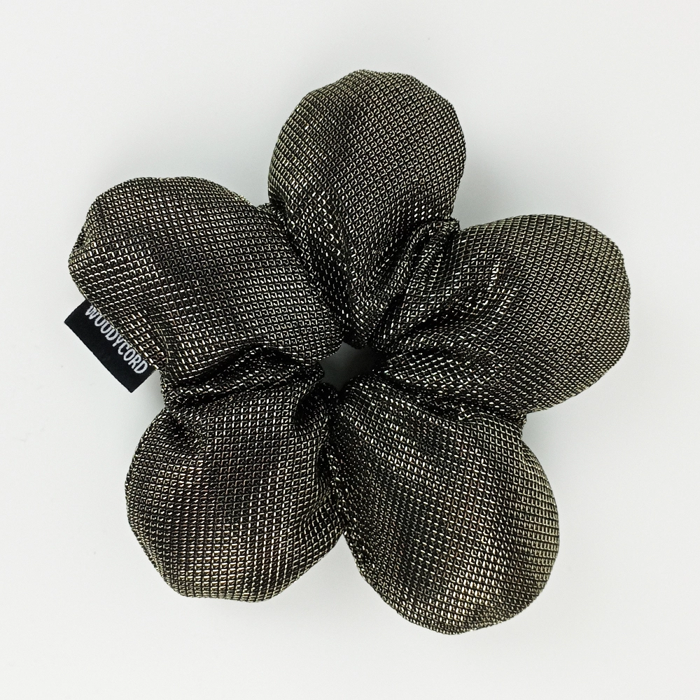 Woodycord%20El%20Yapımı%20Bronz Pofuduk%20Scrunchie%20Topuz%20Tokası