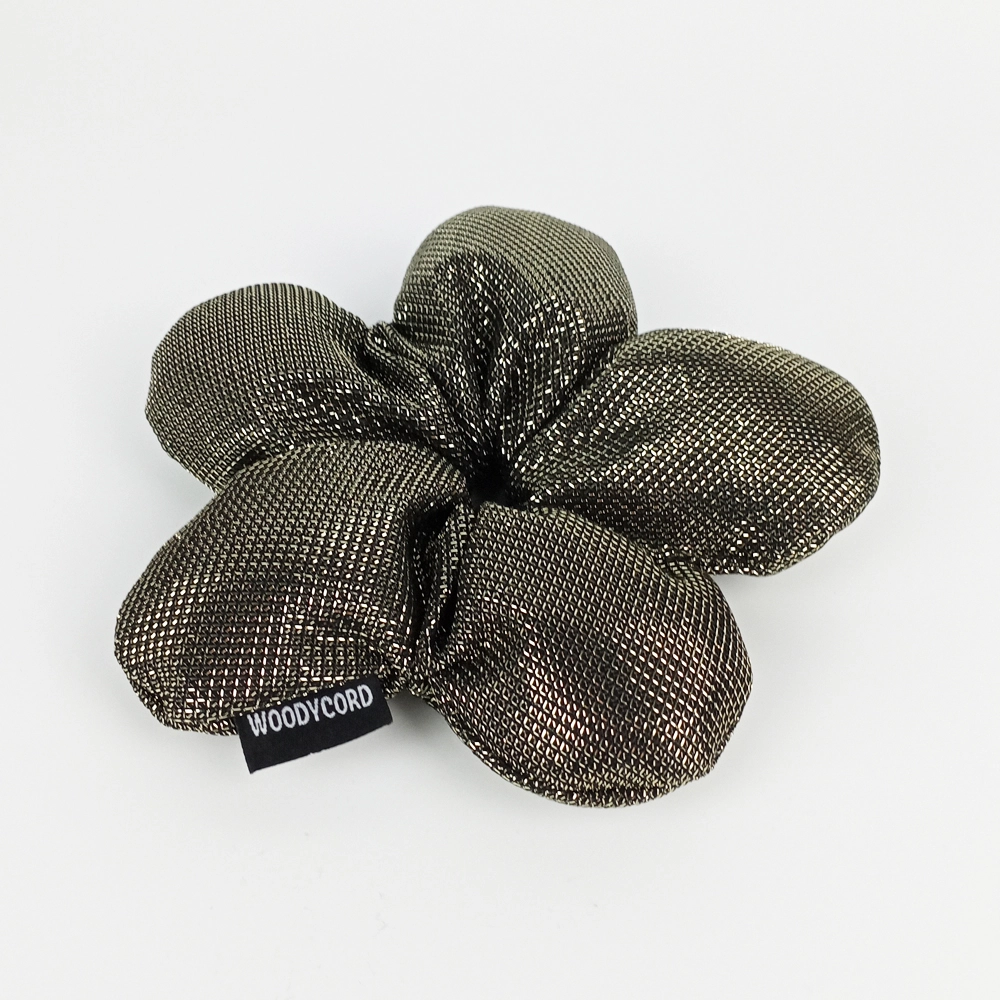 Woodycord%20El%20Yapımı%20Bronz Pofuduk%20Scrunchie%20Topuz%20Tokası