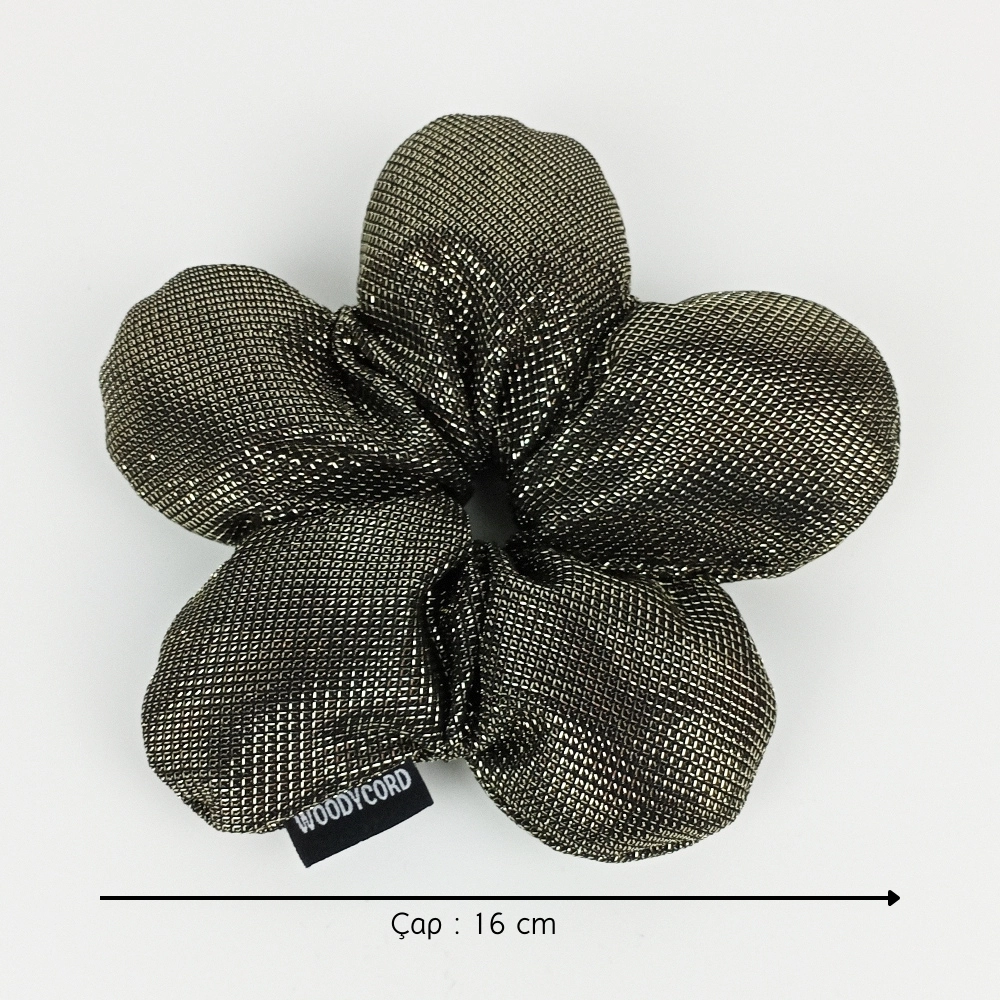 Woodycord%20El%20Yapımı%20Bronz Pofuduk%20Scrunchie%20Topuz%20Tokası