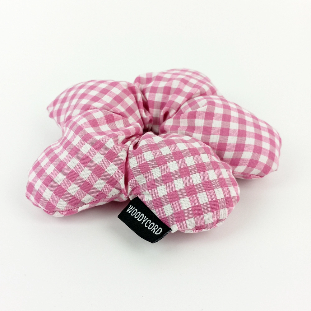 WoodyCord%20El%20Yapımı%20Pembe%20Beyaz%20Pötikareli%20Çiçek%20Scrunchie%20Topuz%20Tokası