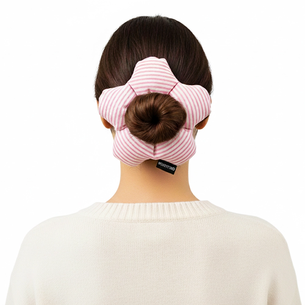 WoodyCord%20El%20Yapımı%20Çiçek%20Model%20Pofuduk%20Scrunchie%20Toka%20-%20Pembe%20Beyaz%20Çizgili