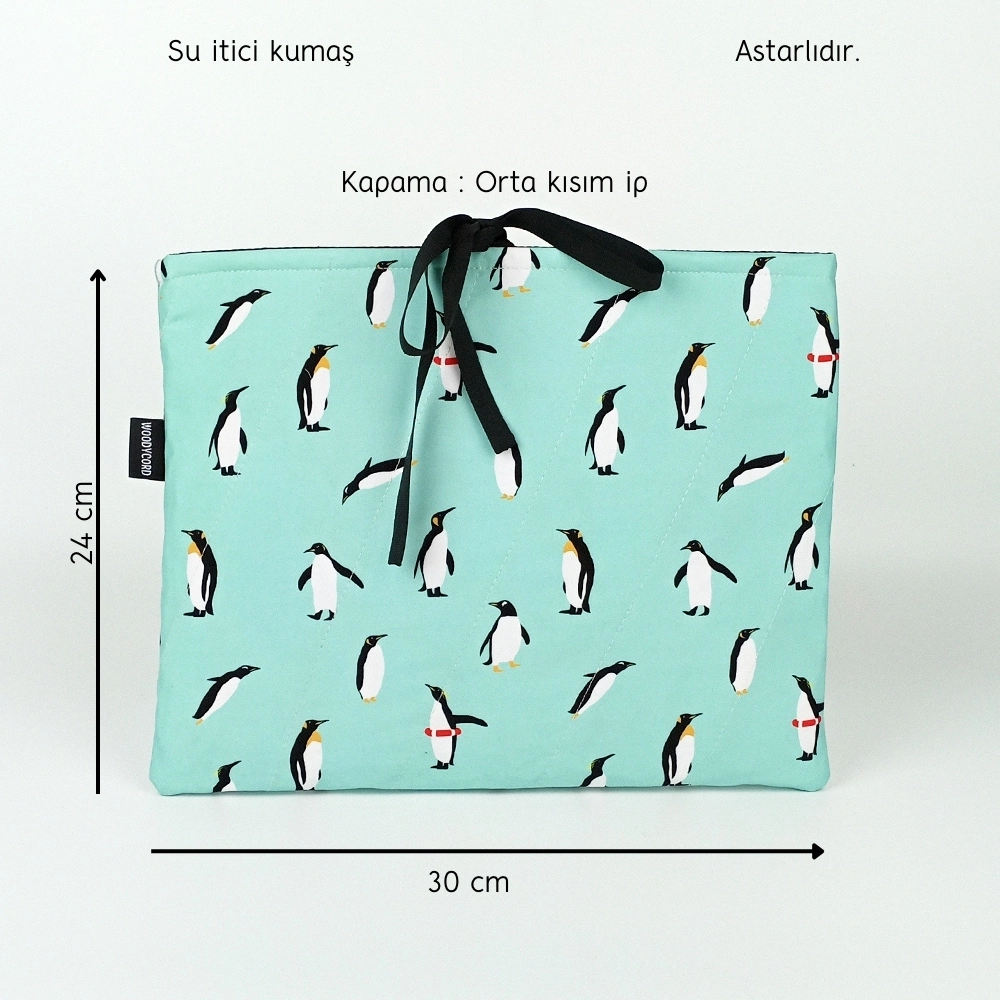 Woodycord%20Penguen%20Desenli%20El%20Yapımı%20Kitap%20ve%20Tablet%20Kılıfı%20(24x30%20cm)