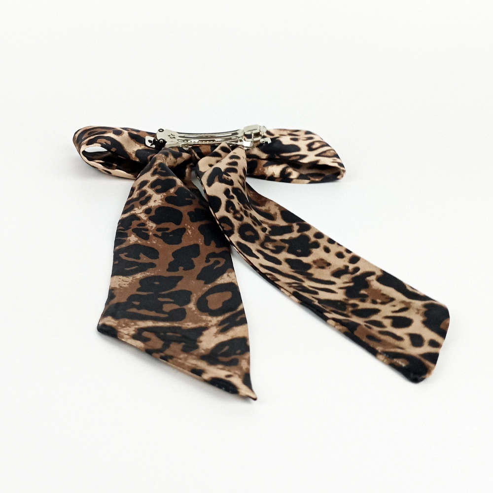 Woodycord%20Saten%20Leopar%20Desenli%20Kuyruklu%20Fiyonk%20Otomatik%20Toka