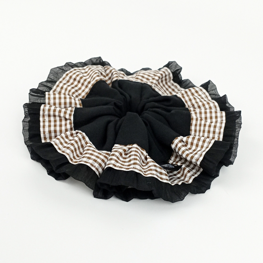 Woodycord%20El%20Yapımı%20Hacimli%20Scrunchie%20Topuz%20Tokası%20%20Ekoseli%20Fırfırlı%20Tasarım