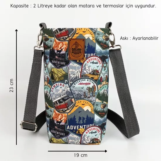 Woodycord 2 Litrelik El Yapımı Macera Temalı Matara/Termos Kılıfı