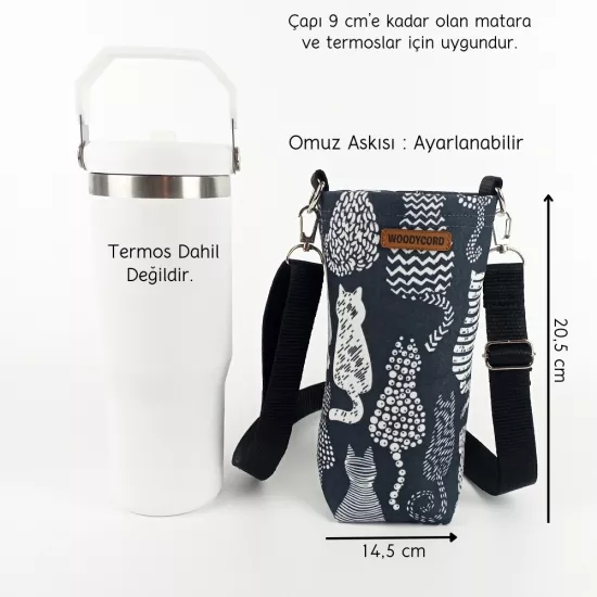 Woodycord 1 Litrelik Matara Kılıfı Su Şişesi Taşıma Çantası Water Bottle Bag
