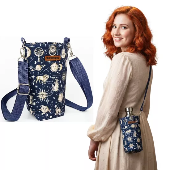 Woodycord 1 Litrelik Su Şişesi Taşıma Çantası Matara ve Termos Kılıfı Astroloji