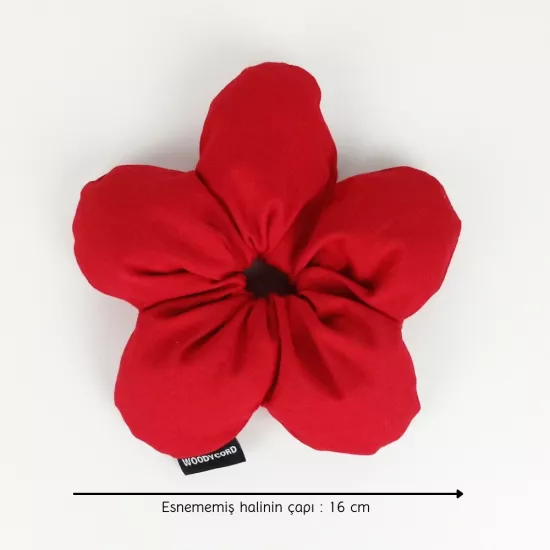 Woodycord El Yapımı Kırmızı Pofuduk Scrunchie Topuz Tokası