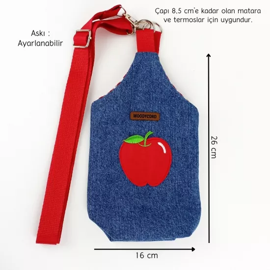 Woodycord El Yapımı U Model Elma Kot Matara Termos Kılıfı