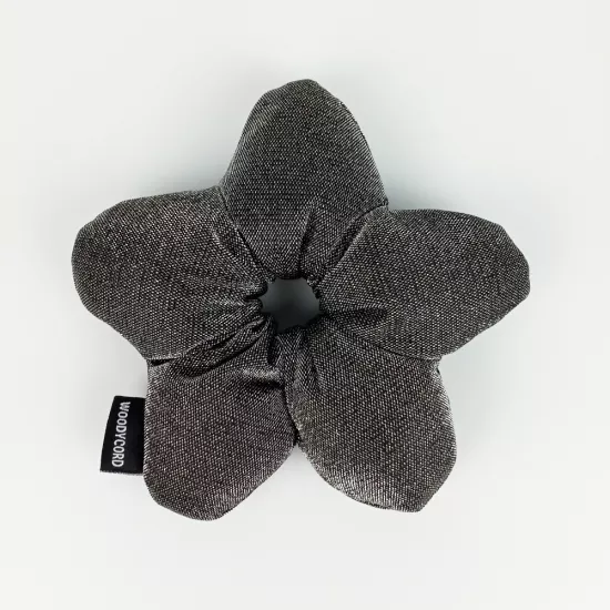 Woodycord El Yapımı Elyaf Dolgulu Scrunchie Topuz Tokası Gümüş Işıltılı Zırh Serisi