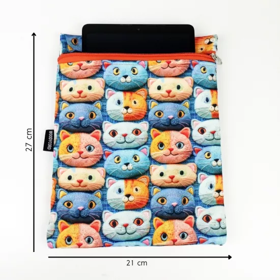 Woodycord El Yapımı 3D Kedi Desenli Kitap ve Tablet Kılıfı (21x27 cm)