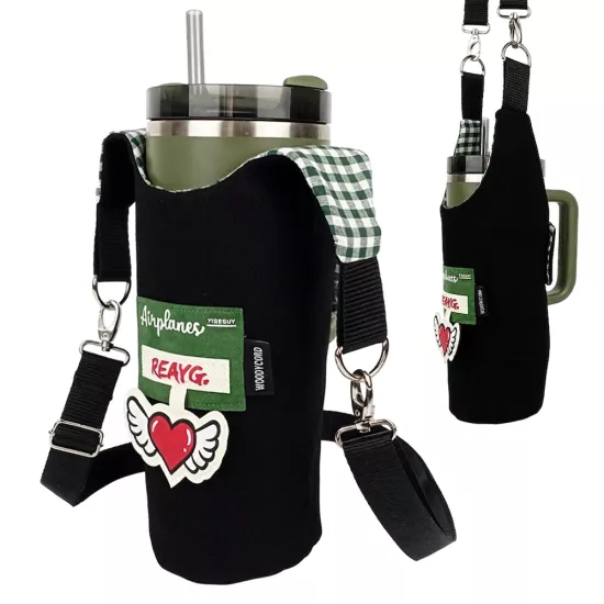 Woodycord El Yapımı Gabardin Matara Kılıfı Termos Çantası Kulplu Model Quencher Pipetli 1,18