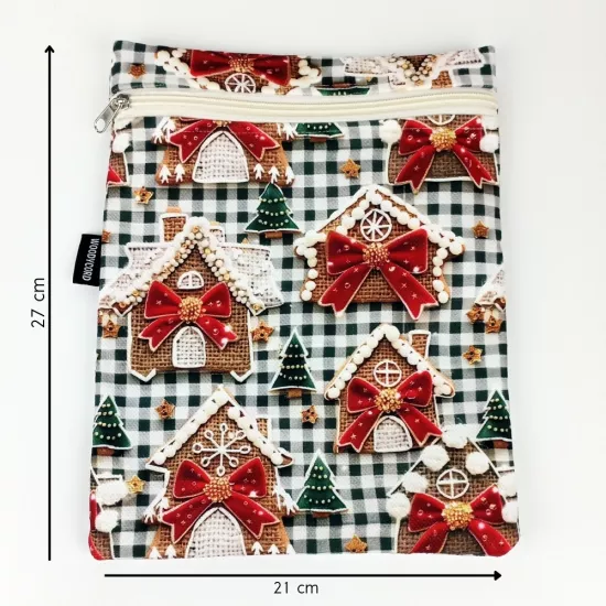 Woodycord El Yapımı 3D Kurabiye Ev Kitap ve Tablet Kılıfı (21x27 cm)