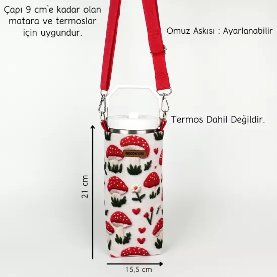 Woodycord 1 Litrelik 3 Boyutlu Mantar Termos Matara Kılıfı 