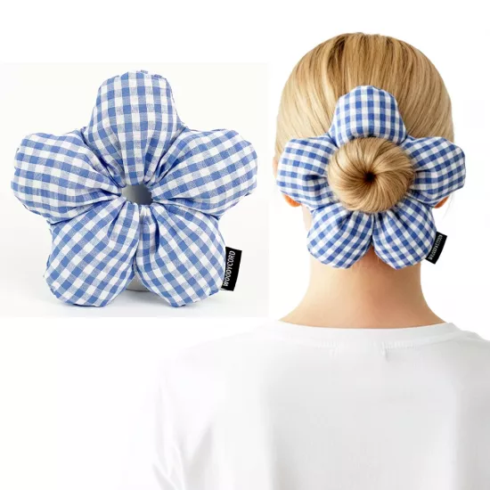 Woodycord Scrunchie İçi Dolgulu Lastikli Büyük Boy Çiçek Model Saç ve Topuz Tokası 