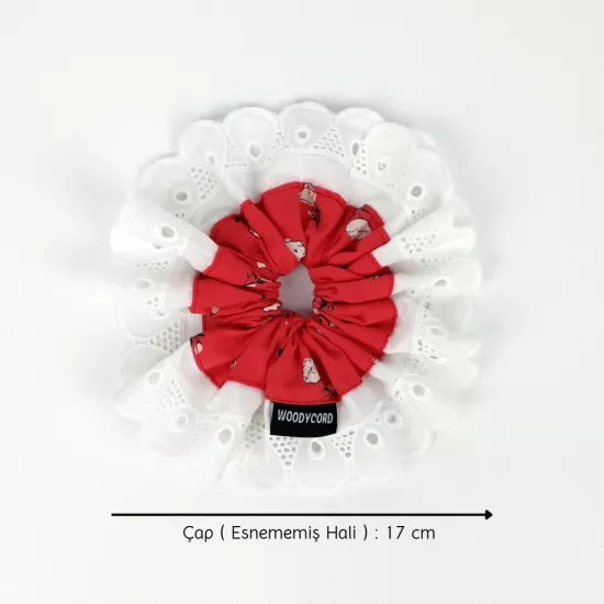 Woodycord El Yapımı Fisto Detaylı Hacimli Scrunchie Topuz Tokası