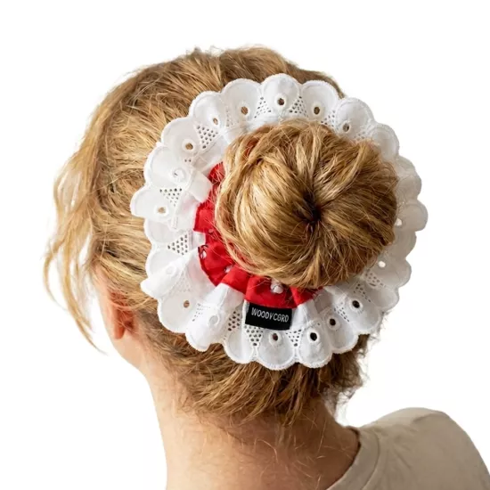 Woodycord El Yapımı Fisto Detaylı Hacimli Scrunchie Topuz Tokası