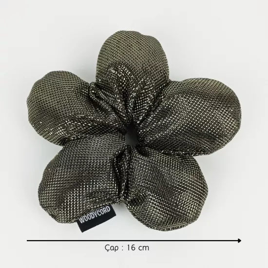 Woodycord El Yapımı Bronz Pofuduk Scrunchie Topuz Tokası